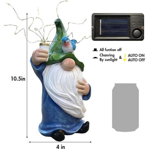 Garden Gnomes with Firework Solar Light Garden Decor for Outside Statues - Picture 6 of 7